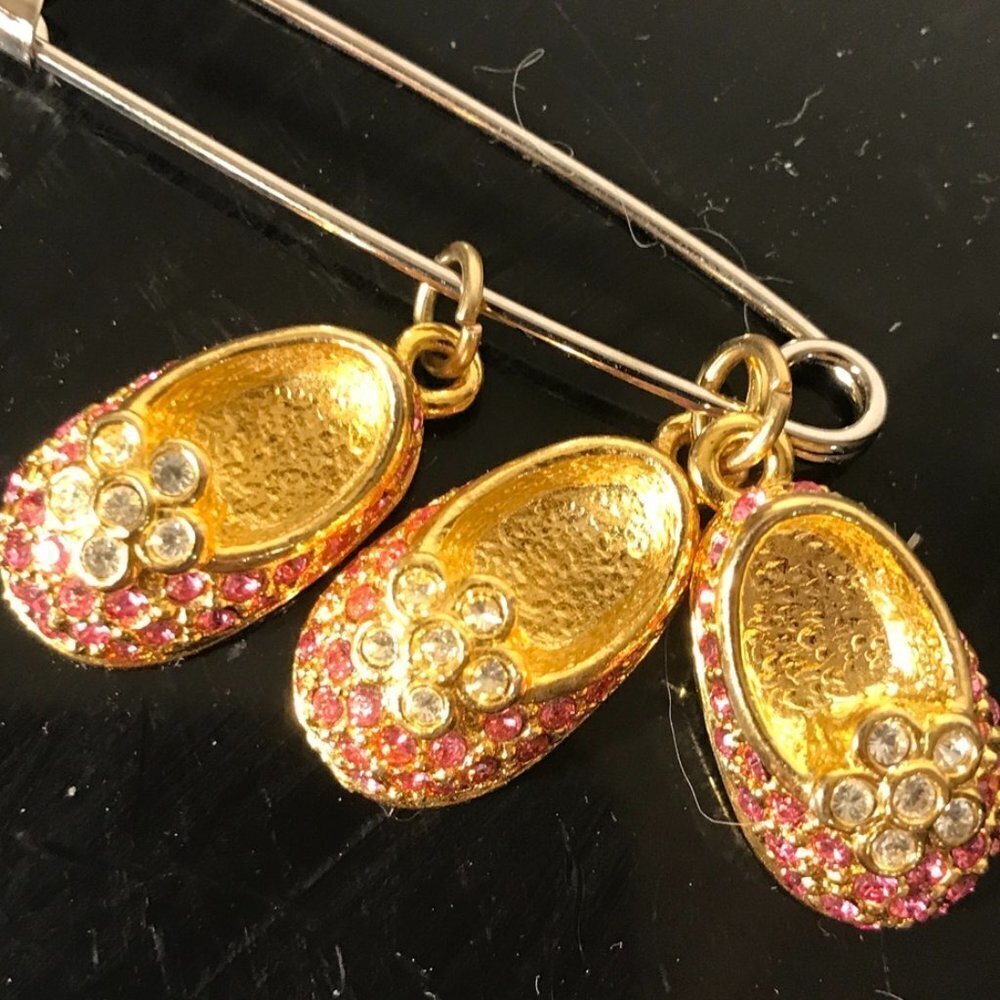Firenza Baby Shoes 3 Pink Shoe Charm Vtg Deadstock NWT Girls Girl Mothers Gift